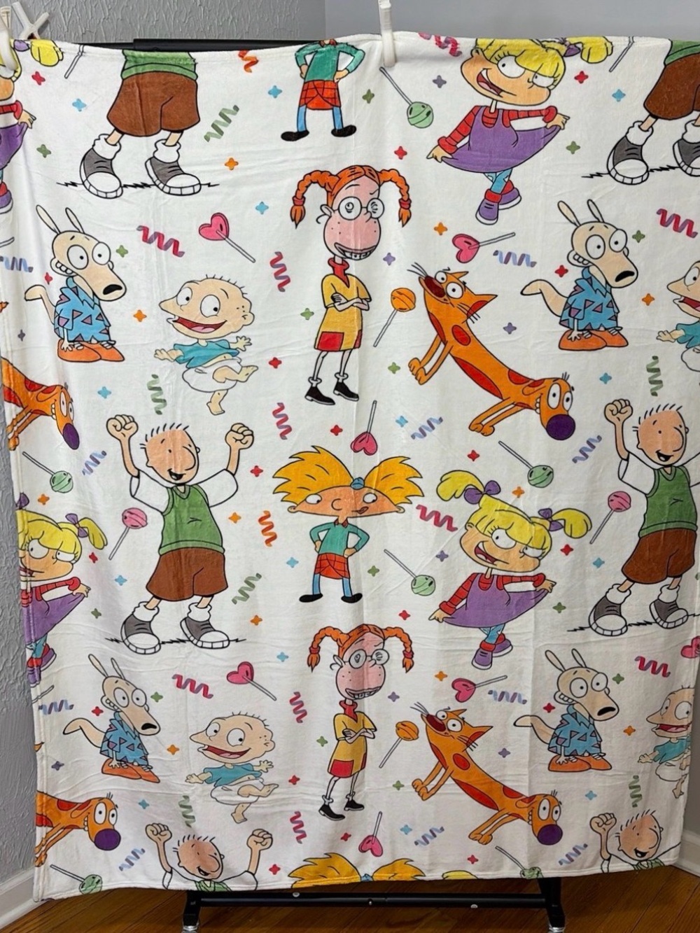 Cartoon Character Throw Blanket - White Multi